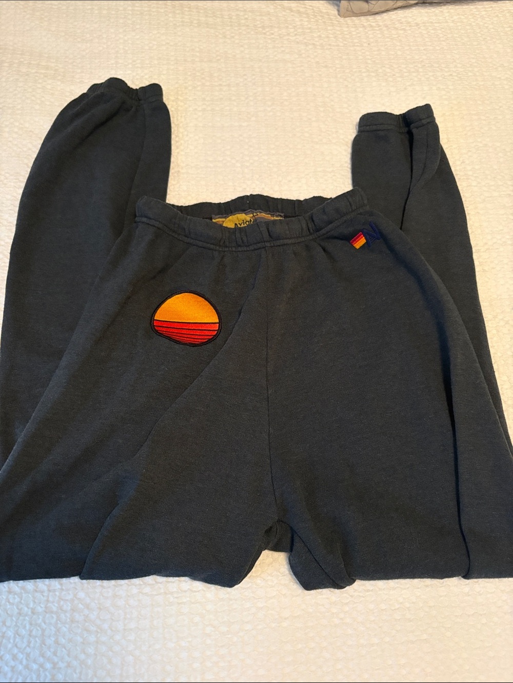 Aviator Nation Charcoal Sweatpants with Sunset Patch XS - Excellent Condition - Picture 3 of 6